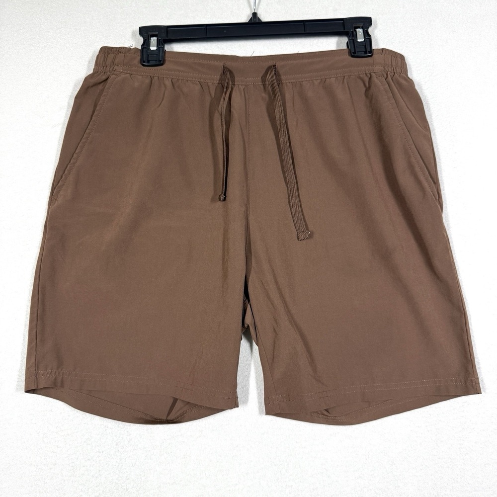 BYLT Shorts Men Medium Paloma Brown Lightweight Performance Pull On Drawstring